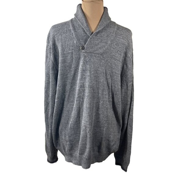 New Jos. A. Bank 1905 Men's Shawl Neck Sweater Gray Stripe Collar Size XXL Cotto - Picture 1 of 8
